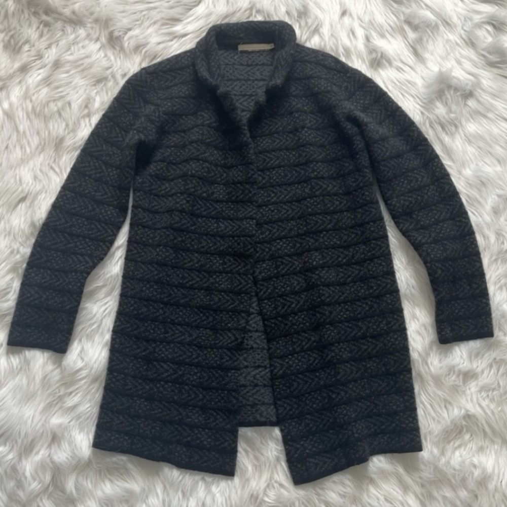 Chiaramente Wool Grey Cardigan Jacket Women's Small S Made in Italy Quilted EUC